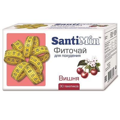 Фиточай для похудения со вкусом вишни SantiMin 2г, 30 фильтр-пакетов