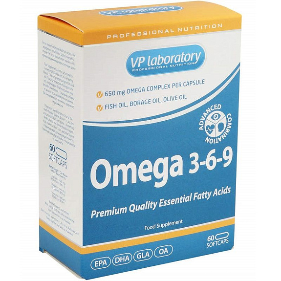 Omega 3-6-9 комплекс незаменимых жирных кислот Vplab 1440 мг, 60 шт
