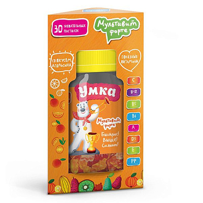 Умка Мультивит Форте Полноценное развитие и рост ребёнка Медисорб, 3 г, 30 пастилок