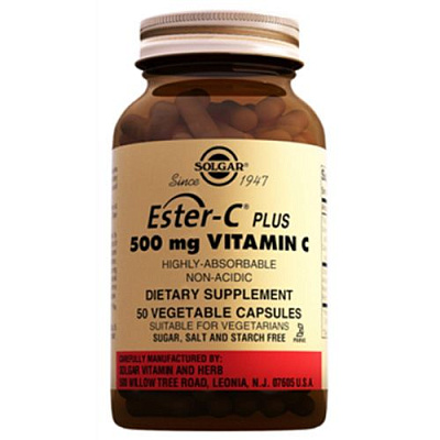 Солгар Эстер-С® плюс Витамин С  Устойчивость организма к инфекциям  Solgar  500 мг, 50 капсул