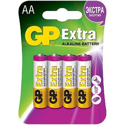 Батарейки алкалиновые GP Extra LR6 (АА) 1.5 V, 4 шт