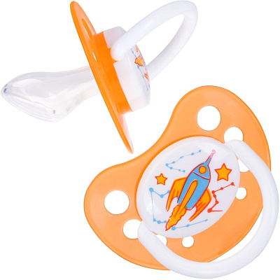 Пустышка силиконовая ортодонтическая с 3 месяцев Ракета Курносики