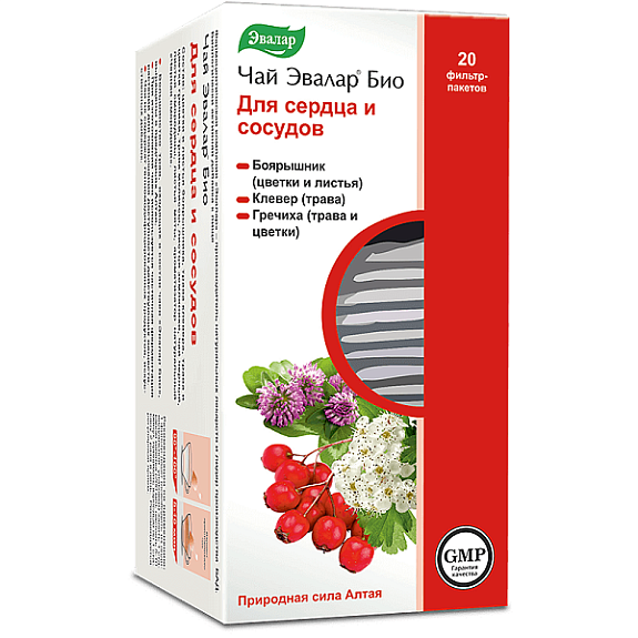 Чай Эвалар Био для сердца и сосудов 1,5 г, 20 фильтр-пакетов