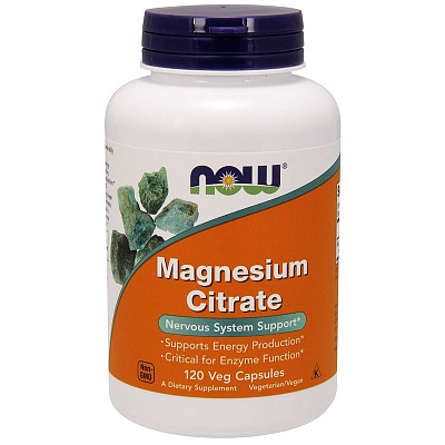Магний цитрат Magnesium Citrate при диабете и стрессе Now Foods, 120 шт