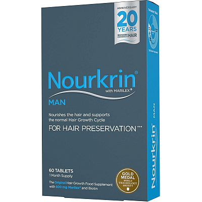 Нуркрин для мужчин Nourkrin® Man против выпадения волос, 60 таблеток