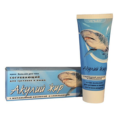 Крем-бальзам согревающий с муравьиной кислотой и сабельником Акулий жир, 75 мл