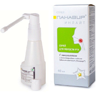 Противовирусный спрей для полости рта Панавир Инлайт с эвкалиптом, 40 мл