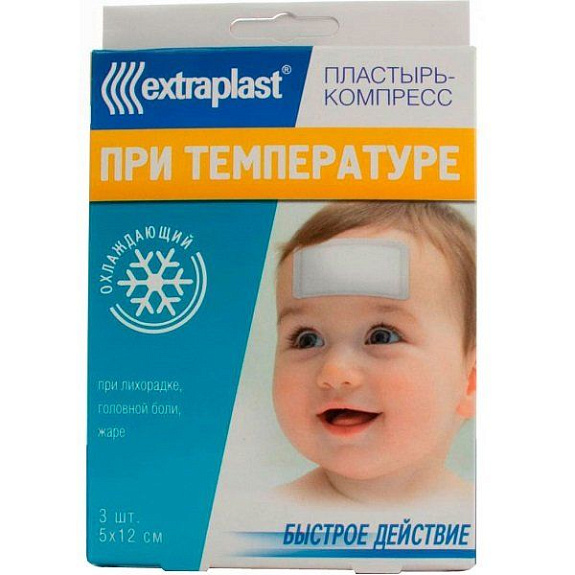 Охлаждающий пластырь-компресс Extraplast при температуре 5 х 12 см, 3 шт
