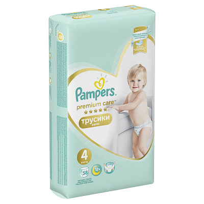 Подгузники-трусики для детей Pampers Premium Care Maxi 9-15 кг, 58 шт
