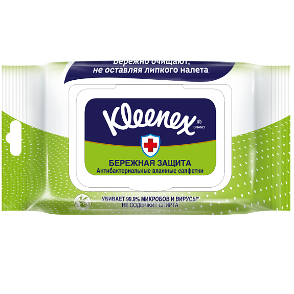Влажные салфетки бережная защита антибактериальные Kleenex, 40 шт