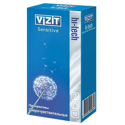 Презервативы hi-tech sensitive сверхчувствительные Vizit, 12 шт
