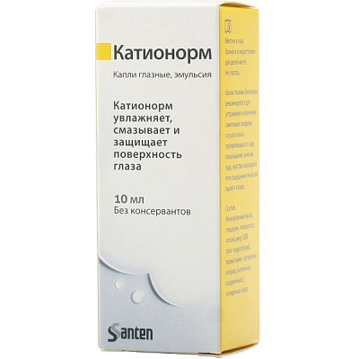 Глазные капли Катионорм для увлажнения и защиты поверхности глаза, 10 мл