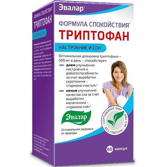 «Формула Спокойствия» Триптофан Эвалар 0,275 г, 60 шт