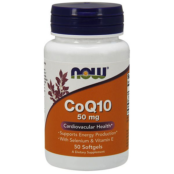 CoQ10 50mg  Кофермент Q10  Now Foods  50 мг, 50 капсул