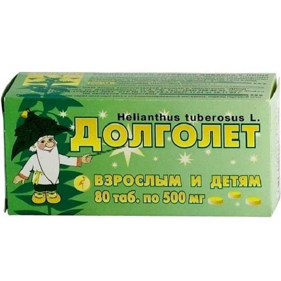 Дополнительный источник инулина, кремния, магния и калия Долголет 0,5 г, 80 таблеток