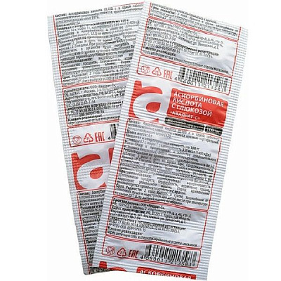 Аскорбиновая кислота с глюкозой Квадрат-С 0,6 г, 10 шт