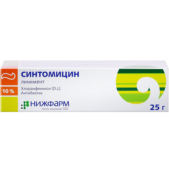 Синтомицин линимент для лечения ран 10%, 25 г