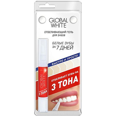 Отбеливающий гель для зубов карандаш Global White, 5 мл