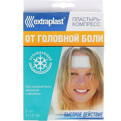 Охлаждающий пластырь-компресс от головной боли Extraplast 5 х 12 см, 3 шт
