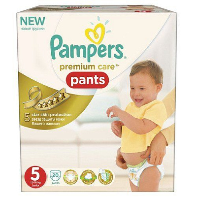 Подгузники-трусики для детей Premium Care Junior Pampers 12-18 кг, 20 шт