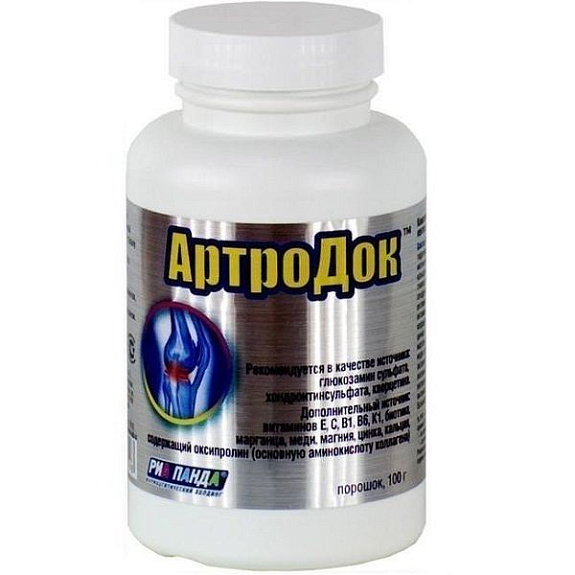 Дополнительный источник витаминов, макро- и микроэлементов, глюкозамина и хондроитина сульфата Артродок, 100 г