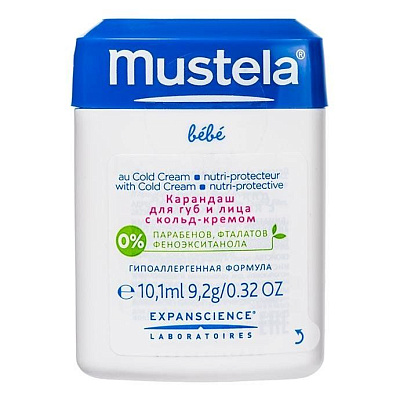 Стик для губ и щечек с кольд-кремом Mustela, 10.1 мл