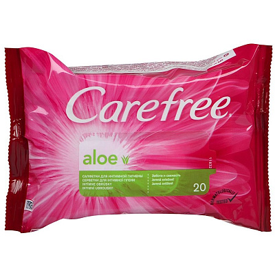Влажные салфетки Carefree Aloe для интимной гигиены, 20 шт
