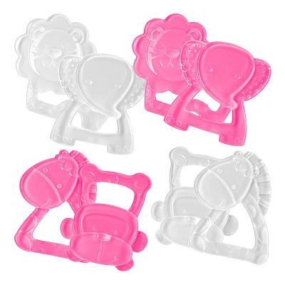 Прорезыватель силиконовый Озорная компания Курносики с 4 месяцев 23073, 2 шт