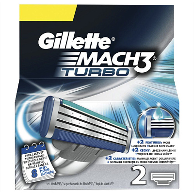 Сменные кассеты mach3 turbo Gillette, 2 шт