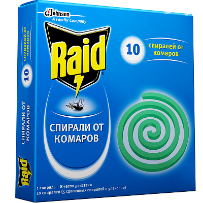 Спирали от комаров Raid, 10 шт