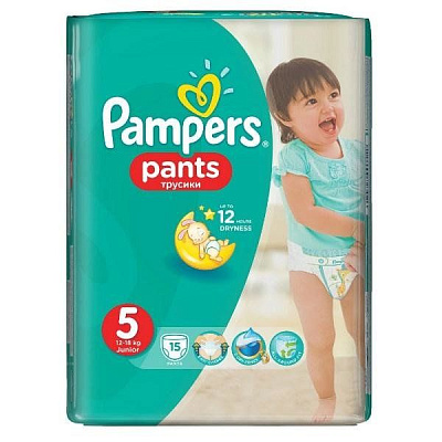 Подгузники-трусики для детей Pants Junior Pampers 12-18 кг, 15 шт