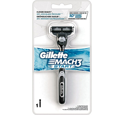 Безопасная бритва Gillette Mach3 Start + 2 сменные кассеты