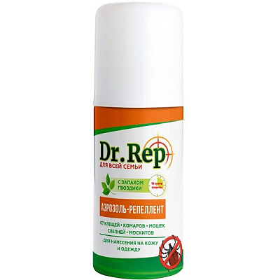 Универсальный аэрозоль-репеллент для всей семьи Dr. Rep от клещей и комаров, 100 мл