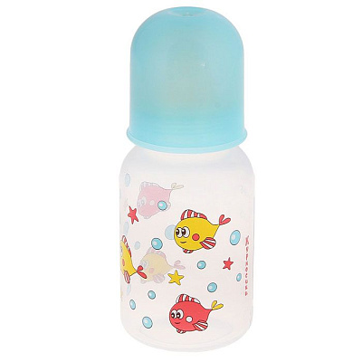 Бутылочка пластиковая с латексной соской Курносики, 125 мл