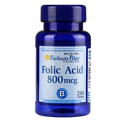 Фолиевая кислота 800 мкг Folic Acid 800 mcg Puritan's Pride, 250 шт