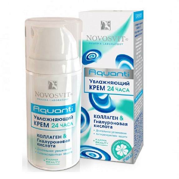 Крем увлажняющий 24 часа коллаген и гиалуроновая кислота Novosvit, 50 мл
