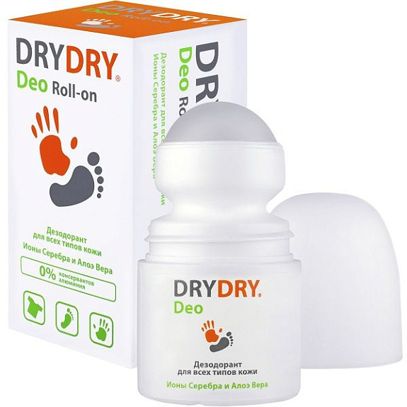 Дезодорант для всех типов кожи Dry Dry Deo Roll-on с ионами серебра и алоэ вера, 50 мл