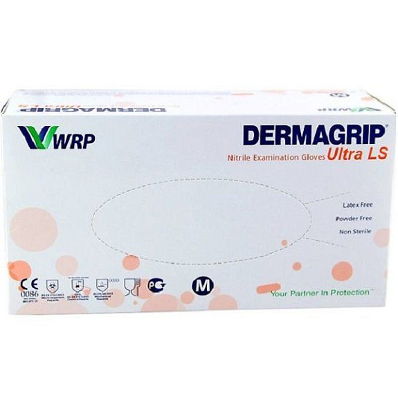 Смотровые перчатки с повышенной чувствительностью Dermagrip Ultra Nitrile размер М, 200 шт