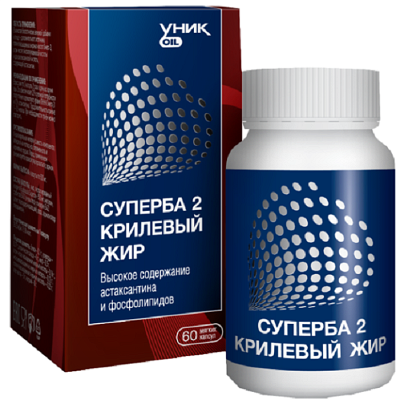 Суперба 2 Крилевый жир высокое содержание астаксантина и фосфолипидов 500 мг, 60 капсул