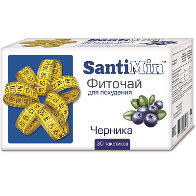 Фиточай для похудения со вкусом черники SantiMin 2г, 30 фильтр-пакетов
