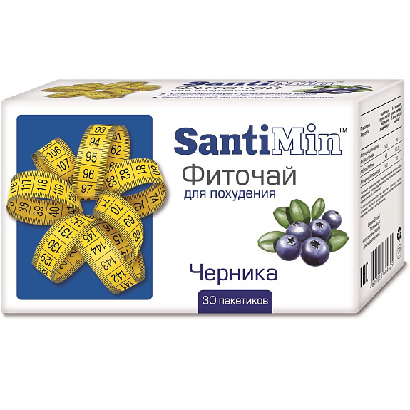 Фиточай для похудения со вкусом черники SantiMin 2г, 30 фильтр-пакетов