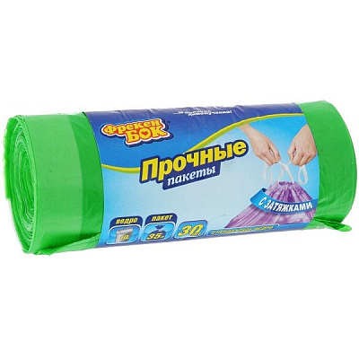 Прочные пакеты для мусора с затяжкой Фрекен Бок 35 л, 30 шт