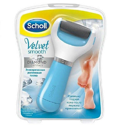 Пилка электрическая роликовая с бриллиантовой крошкой для удаления огрубевшей кожи стоп Scholl цвет голубой, 1 шт