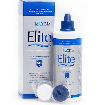 Раствор для ухода за контактными линзами универсальный Maxima Elite, 360 мл + контейнер