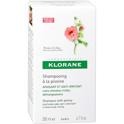 Успокаивающий шампунь с экстрактом пиона Klorane, 200 мл