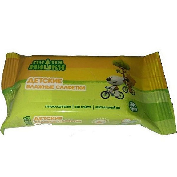 Детские влажные антибактериальные салфетки Ми-ми-мишки, 20 шт
