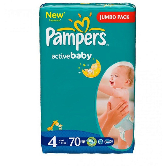 Подгузники для детей Active Baby-Dry Maxi Pampers 7-14 кг, 70 шт