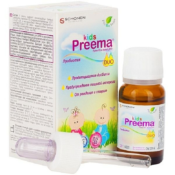 Пробиотик для детей Preema Kids Duo для нормализации микрофлоры кишечника, 10 мл