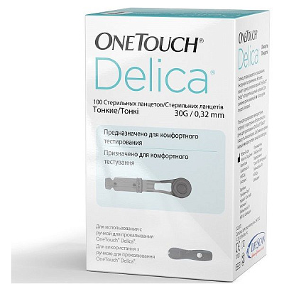 Стерильные ланцеты One Touch Delica для комфортного тестирования, 100 шт