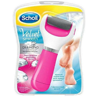 Пилка электрическая роликовая с бриллиантовой крошкой для удаления огрубевшей кожи стоп Scholl цвет розовый, 1 шт